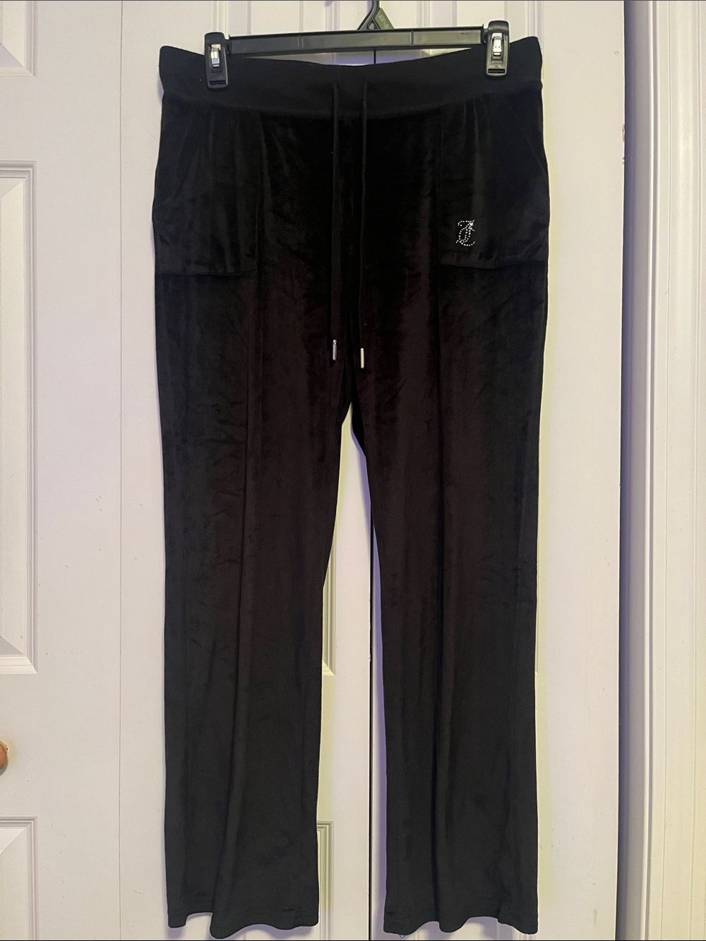 Juicy Couture Black Velour Lounge Pants Size XL EUC - Picture 1 of 2